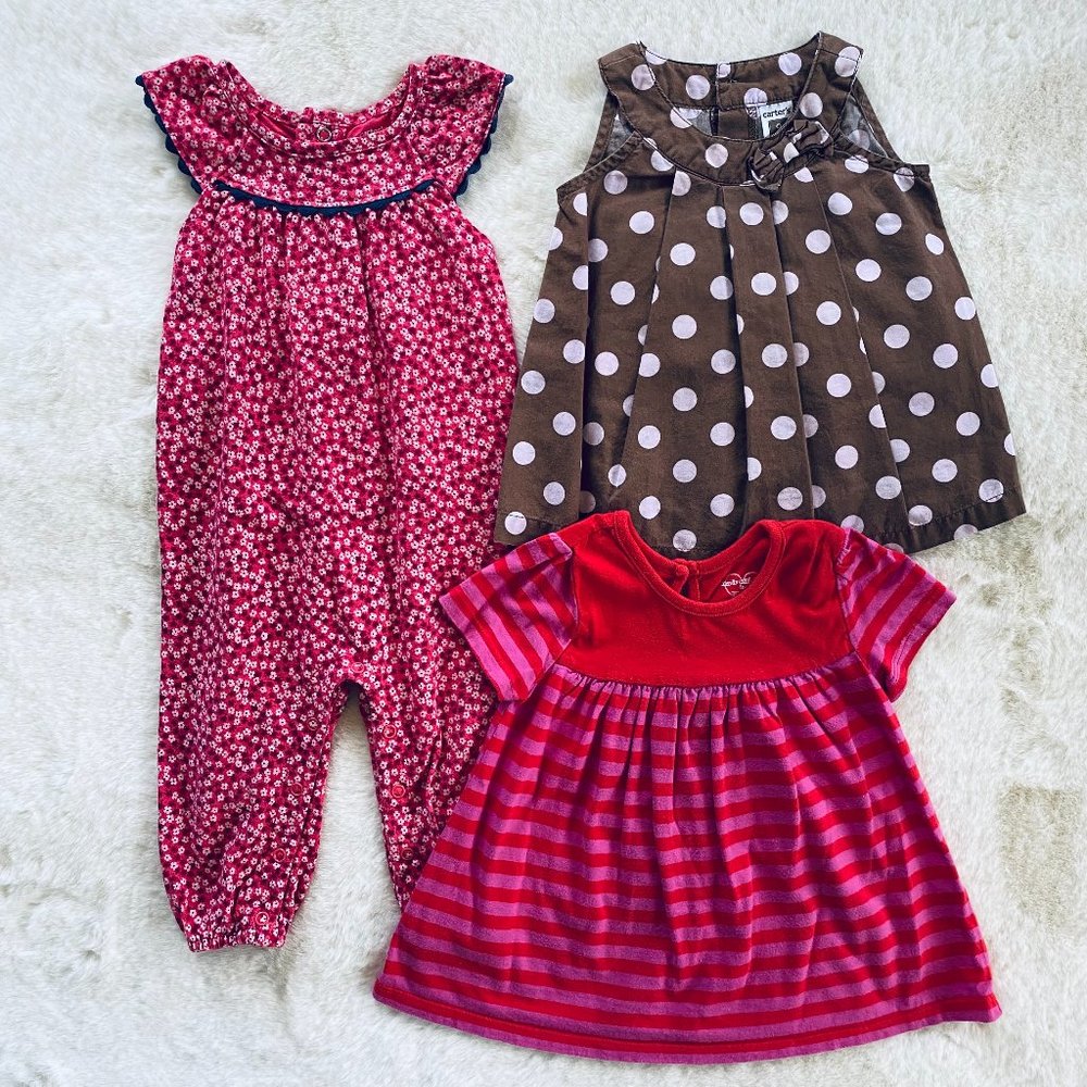 Baby Girl clothing bundle 6-9 months spring summer 3 pieces romper dresses